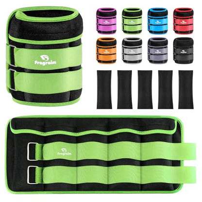 Fragraim Adjustable Ankle Weights 1-3/4/5/6/8/10/12/15/20 LBS Pair with Removable Weight for Jogging, Gymnastics, Aerobics, Physical Therapy - color: green - double buckle, style: 10 lbs each( 20 lbs pair)