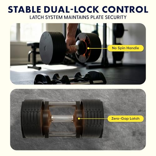 SQUATZ Adjustable Dumbbells with Quick Weight Change, Space-Saving Dumbbell Set with Anti‑Slip Handle, Secure Locking System, Heavy‑Duty Plates & Base for Home Workout and Strength Training