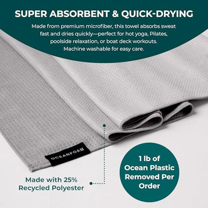 Oceanfoam Beach Towel – Lightweight, Absorbent, Quick-Drying, Sand-Resistant, Non-Slip – Ideal for Workouts, Yoga, Pilates, Beach, Pool, Boat & Travel – 25% Recycled – 72"x24" (Charcoal Gradient) - color: Charcoal