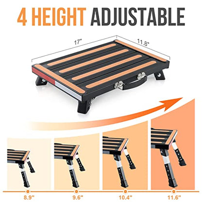 Yagud Safety RV Steps, Non-Slip Folding Adjustable Step Stool - color: Black