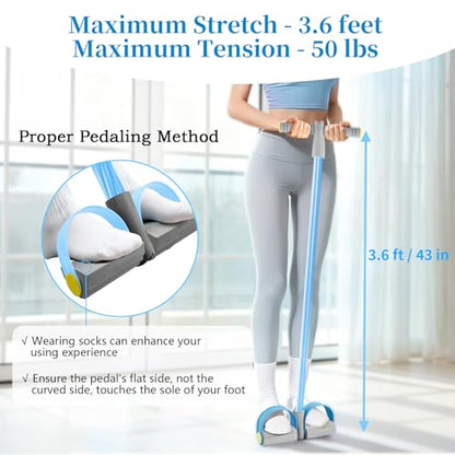 Pedal Resistance Bands with Handles, Durable 6-Tubes Multifunction Pedal Resistance Band, Natural Rubber Foot Pedal Resistance Bands, Fitness Resistance Bands for Abdomen, Waist, Arm, Leg