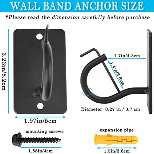 Resistance Band Wall Anchors Mount 5 Set with Lock, Gym Workout Band Heavy Duty Steel Wall Hook Bracket Rack for Home Office Training Strength Exercise Stretching Storage