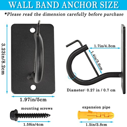 Resistance Band Wall Anchors Mount 5 Set with Lock, Gym Workout Band Heavy Duty Steel Wall Hook Bracket Rack for Home Office Training Strength Exercise Stretching Storage