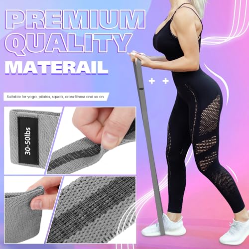 9 Pcs Fabric Resistance Band Set for Women, Booty & Glute Workout Bands with 6 Fabric + 3 Ankle Straps Non-Slip for Training, Yoga, Fitness, Gym & Pilates with Carry Bag