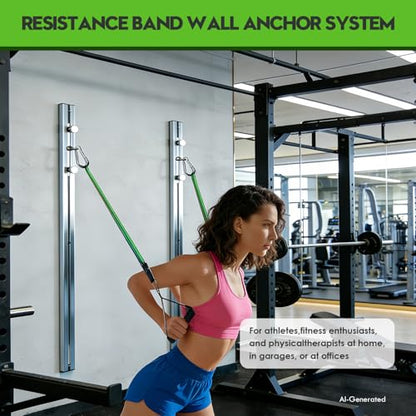 Aluminum Anchor Fitness System for Wall-Mounted - Adjustable with Five Resistance Bands, Resistance Bands Wall Mount for Strength Training, Workout Wall Anchor System