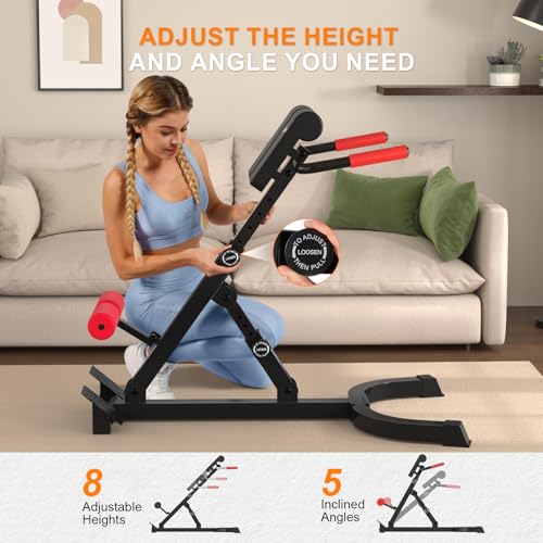Roman Chair,Foldable Back Extension Machine,Adjustable Ab Back Extension Machine,Core Strength Trainer,Back Exercise Machine for Glute,Ab Workouts,Full All-in-One Body Workout&Home Gym Fitness（Blue）
