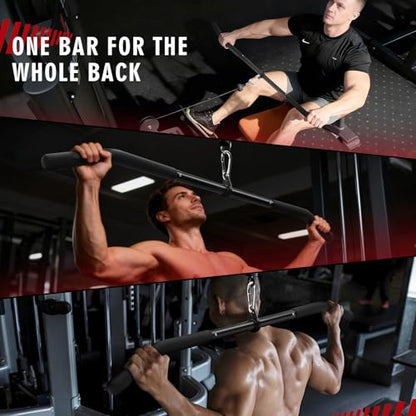 39.7'' LAT Pulldown Bar with Full Rotation, Lat Pulldown Attachments for Pulley Cable Machine,Curl Tricep Press Down Bar with Rubber Handle for Gym,Strength Workout