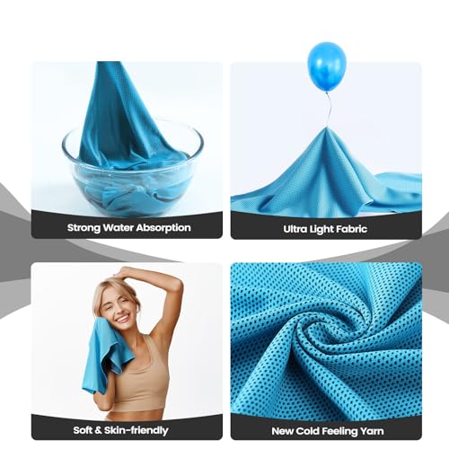 Cooling Towels for Women Men, Breathable Cooling Towels for Neck and Face, Workout Towel for Hot Weather, Sweat Towel for Gym Yoga, Camping, Fitness, Running, Traveling, 4 Pack 40"x12"