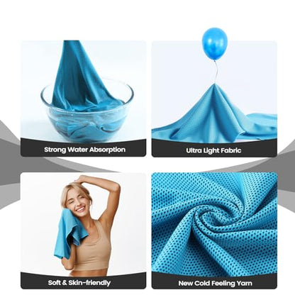 Cooling Towels for Women Men, Breathable Cooling Towels for Neck and Face, Workout Towel for Hot Weather, Sweat Towel for Gym Yoga, Camping, Fitness, Running, Traveling, 4 Pack 40"x12"
