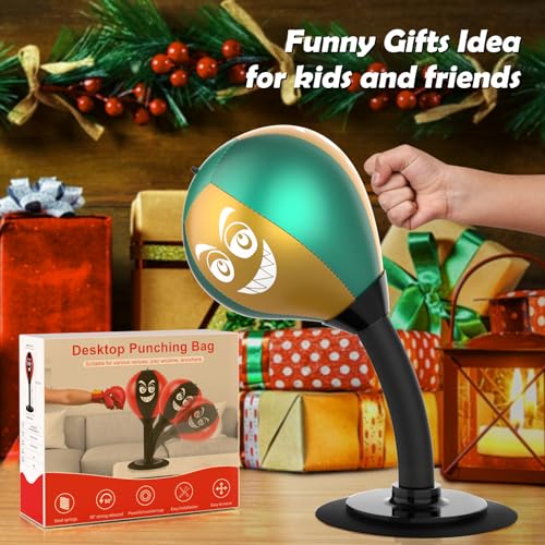 HZG Desktop Punching Bag, Stress Buster with Suction Cup for Office Table and Counters, Heavy Duty Stress Relief Ball, Desk Boxing Punch Ball, Funny Toys for Kids Coworkers and Friends - color: gold