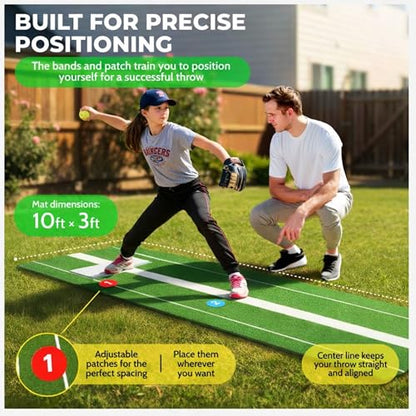 Softball Pitching MAT Whit Pitcher Rubber - Softball Training Equipment - Tools-Trainer Practice - Pitching Training aids - Baseball Turf mat - Indoor Pitching Practice - Pitch - softballs