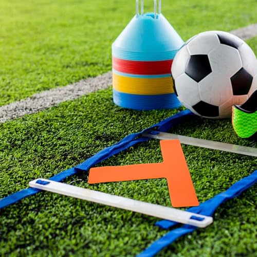 Toddmomy 4pcs T-Shaped Soccer Training Spot Markers, Flat Orange Activity Marking Pads for Football Agility Practice, Sports Ground Training Supplies for Field and Court Use