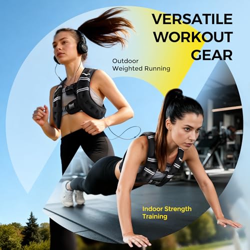 Weighted Vest,6lb/8lb/10lb/12lb/16lb/20lb/25lb/30lb Weight Vest with Reflective Stripe, Body Weight Vests for Women, Men, Weight Loss Workout, Strength Training, Running, Walking, Jogging