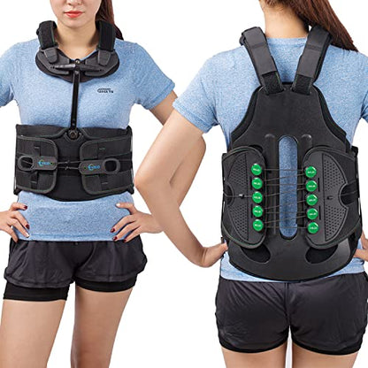 TLSO Thoracic Full Back Brace for Men Women for Kyphosis, Post Op Recovery, Compression Fractures, Scoliosis, DDD, Herniated Discs, Adjustable Thoracic Lumbar Spine Support (Size Large)