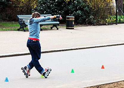 Famgee 3 Inch Plastic Windproof Slalom Cones Inline Roller Skating Cones Pile Cup Roadblocks Traffic Road Cones Set with Holes for Skate Practice Sport Training