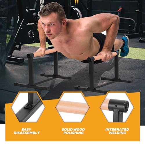 Wooden Parallettes Bars - Push Up Bars Calisthenics Equipment for Handstand Training
