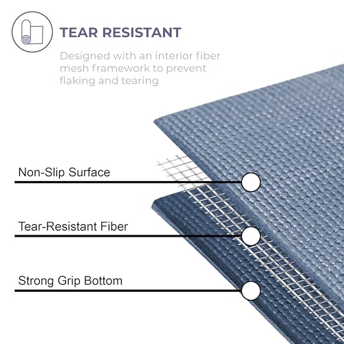 Voyage Yoga Mat, 10 Pack, 72" x 24" Professional Studio and Gym Bulk Yoga Mats, 5mm Thick, Durable, Anti-Tear, Non Slip Fitness and Exercise Mats - color: Slate
