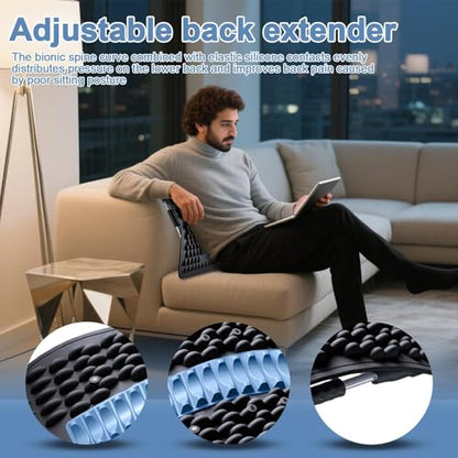 Ergonomic Back Stretcher Device - Multi-Level Arch Spine Alignment and Muscle Relief Support, Yoga and Stretching Tool | Suitable for Home, Office, Physical Sessions - color: Black Blue