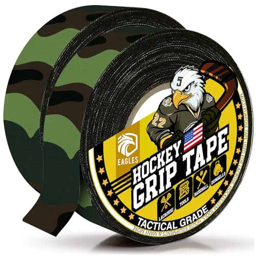 EAGLES Camo Tape Hockey Tape Multipurpose Cloth Tape Roll for Lacrosse Baseball & Softball Bats, Rackets, Pullup Bars, Handle Gardening Tools, Over Grip - Non-Reflective Camouflage Wrap - color: Camo