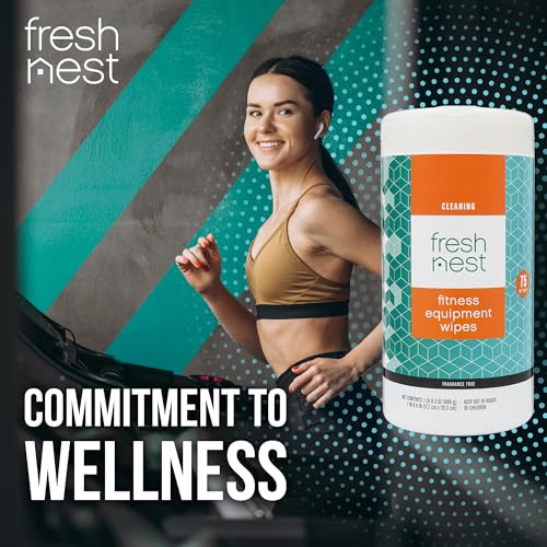 Fitness Equipment Wipes - Cleaning Wipes for Yoga Mats, Pilates Studios, Gyms, Peloton & Cycle Bikes, Spas - Fragrance-Free Wipes Surface Cleaning for Home, Office, Gym 75-Count