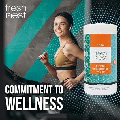 Fitness Equipment Wipes - Cleaning Wipes for Yoga Mats, Pilates Studios, Gyms, Peloton & Cycle Bikes, Spas - Fragrance-Free Wipes Surface Cleaning for Home, Office, Gym 75-Count