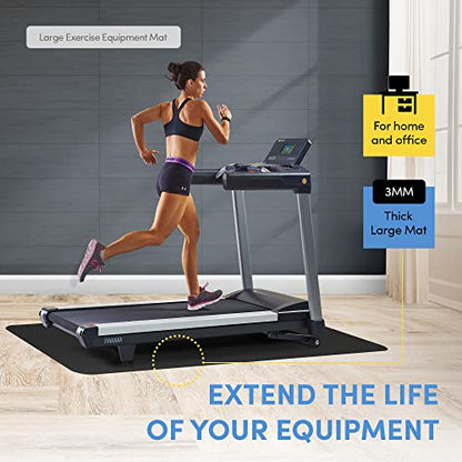LifeSpan Fitness Exercise Large Black Equipment Mat for Under Treadmill, Rowing Machine, Elliptical, Fitness Equipment, Home Gym Floor Protection