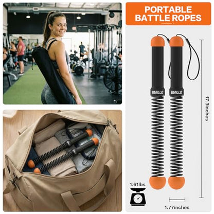 Ropeless Battle Ropes for Home Gym, Portable Cordless Weighted Battle Rope - size: Standard Orange