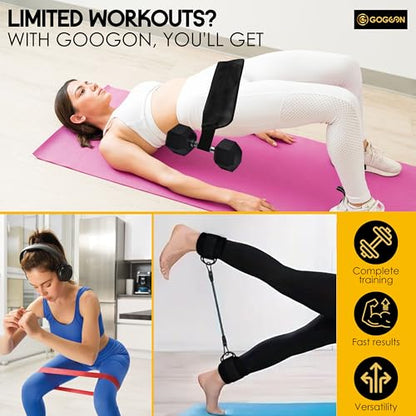 Hip Thrust Belt & Ankle Resistance Bands Set for Women – Glute Workout Kit with Padded Belt, Adjustable Ankle Straps & 5 Loop Bands – Booty Training Equipment for Home or Gym