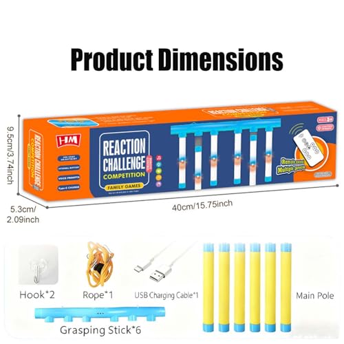 Reflex Game Falling Sticks,Reflex Stick Game,Reflex Challenge Game, Catching Sticks Game, Drop Stick Game,Speed Stick Game, Reaction Time Training, Hand Eye Coordination Training - color: Yellow