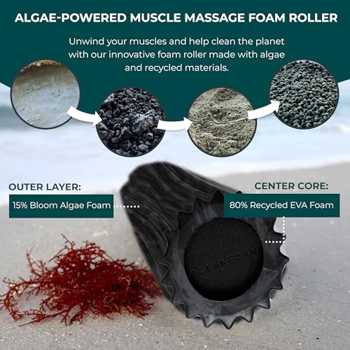 Ripple Travel Foam Roller (11" x 3.35") Firm Mini Foam Roller for Physical Therapy, Deep Tissue Massage, Back Pain - High Density, Wave Textured - Yoga, Exercise (Black & Charcoal Marbled) - color: Black & Charcoal Marbled