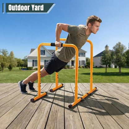 OLIXIS Dip Bar, Adjustable Heavy Duty Dip Bar Station with Soft High-Density Foam Handles, Stabilizer Parallel Parallette Bar Fitness Equipment for Home, Gym, Patio, Office