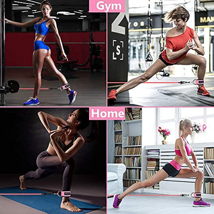 Resistance Bands Exercise Bands for Legs and Butt,Fabric Non Slip Hip Fitness Booty Workout Bands, Set of 8 Resistance with Door Anchor Legs Ankle Straps for Men Women Gym Home Fitness Yoga
