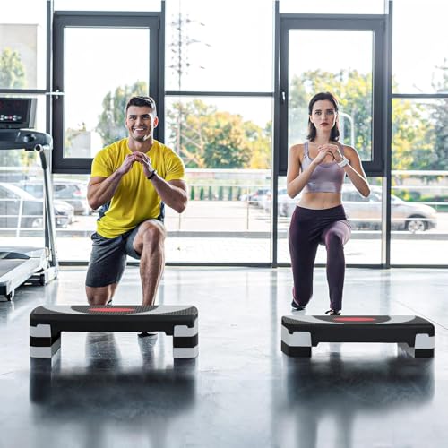 ZENY 31’’ Aerobic Step Platform, Adjustable Exercise Workout Stepper with Stable Risers, Stand Up Steppers for Exercise at Home, Fitness Equipment for Home Gym
