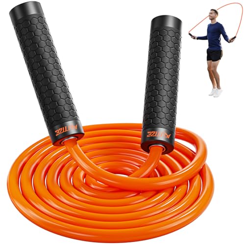 KUTIZE Jump Rope, Weighted Jump Rope for Men Women, Adjustable 1lb Heavy Skipping Ropes, Suitable for Boxing, Cardio, Home Fitness, Training Muscle, Home Gym Workout Equipment for Full Body Exercise - style: 1-Orange-1LB