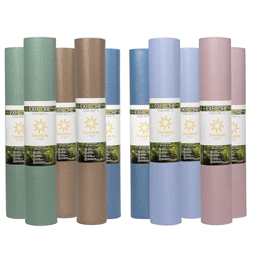 10-Pack Explore Yoga Mat, 68" x 24" Exercise Mat, 4mm Thick Non Slip Workout Mat, Anti-Tear Gym Mat, Bulk Yoga Mats for Home Workout or Studio - color: Assorted
