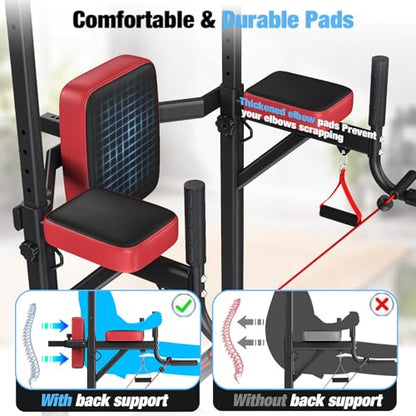 Pull Up Bar Free Standing for Multi-Function Home Gym Strength, Pull Up Dip Station Assistive Trainer Height Adjustable, Power Tower Training Heavy-Duty Fitness Equipment