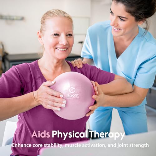 Small Exercise Ball with Pump, 9 Inch Mini Pilates Ball with Exercise Guide, Small Workout Ball for Stability, Fitness, Barre, Yoga, Core Training & Physical Therapy, Pink