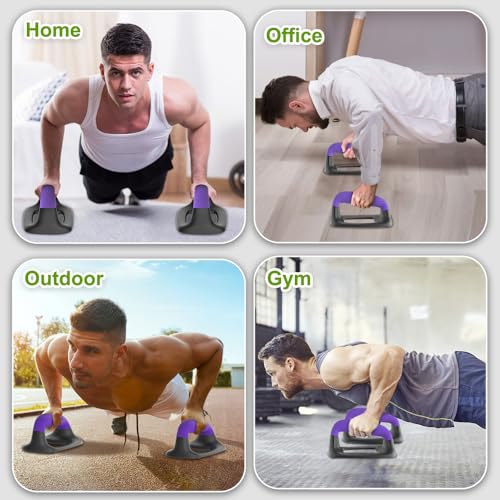 Push Up Bars, Ergonomic Pushup Handles for Home Gym Training - color: B: Blue Purple