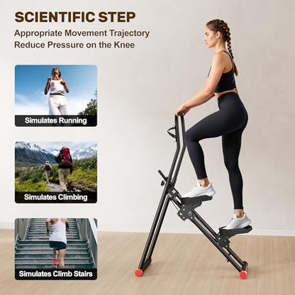 Stair Stepper for Home Gym Exercise, Compact Folding Cardio Stair Climber for Full-Body Workout, Vertical Climber Machine, Extended Step Range