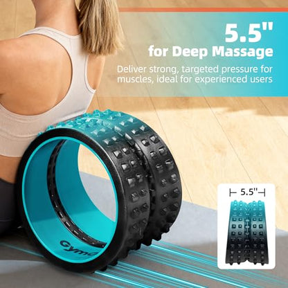 GymCope Back Roller for Back Pain Reliefn & Stretching, Deep Tissue Massage Roller Supports Up to 530 lbs / 240 kg, 5.5''-7.5'' Curved Foam Roller for Home Physical Stretching (Blue, Firm) - size: Firm