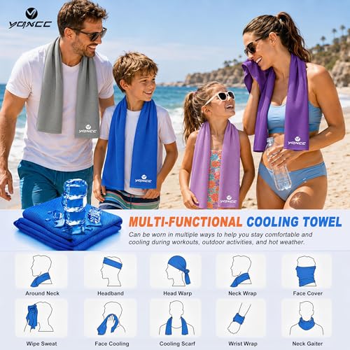 4 Pack Cooling Towels, 40"x12", Microfiber Neck Towels | Cool Neck Wraps, Soft and Breathable, Ideal for Gym, Yoga, Golf, Running, Fishing, Camping and Hot Weather