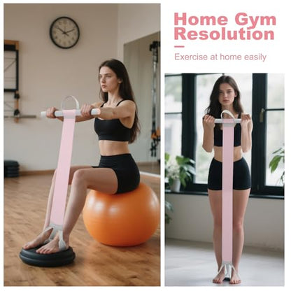 Women Workout Resistance Band with Handle and Pedal, Non-Slip Elastic Bands, 120lb Physical Therapy Bands