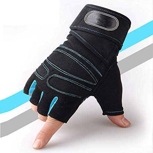 Workout Gloves for Powerlifting, Weight Training, Biking, Cycling - Premium Quality Weights Lifting Gloves Gym Gloves Washable for Callus and Blister Protection Men & Women - color: Light blue, size: Large