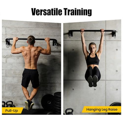 Wall Mounted Pull Up Bar, Carbon Steel Doorway Chin Up Bar for Home Gym - color: Black--Trainer