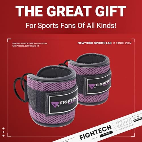 FIGHTECH Ankle Straps Cable Machine Attachment for Gym - Cable Kickback Ankle Straps - Padded Ankle Cuffs for Glute Kickbacks and Leg Workouts - color: Classic Lavender