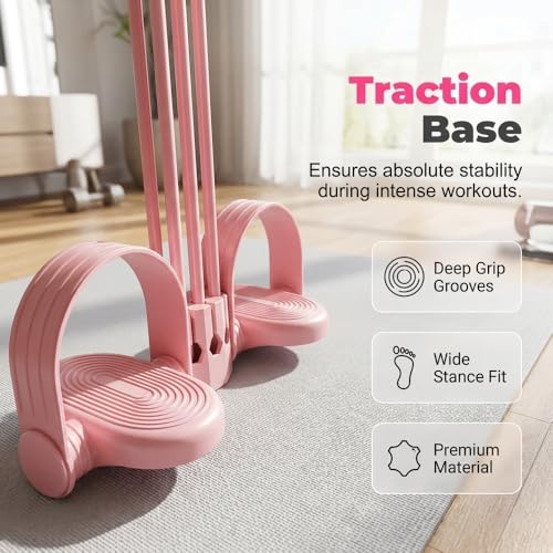Pedal Resistance Bands with Handles, 2026 Upgraded 6-Tube Elastic Pedal Puller Resistance Band, Multifunction Fitness Bands for Abdomen/Waist/Arm/Leg, Portable Latex Exercise Bands - color: Purple+Pink