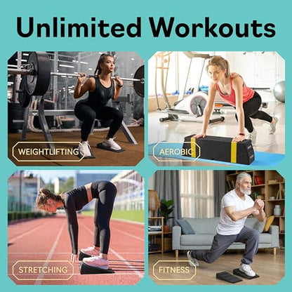 Squat Wedge Block Set of 3/5 - 960 LBS Capacity - Slant Board for Calf Stretching with 5 Stackable Angles - Calf Stretcher Slant Board - Workout Equipment - EPP Material for Exercise Equipment & Physical Therapy - color: Black&Classic