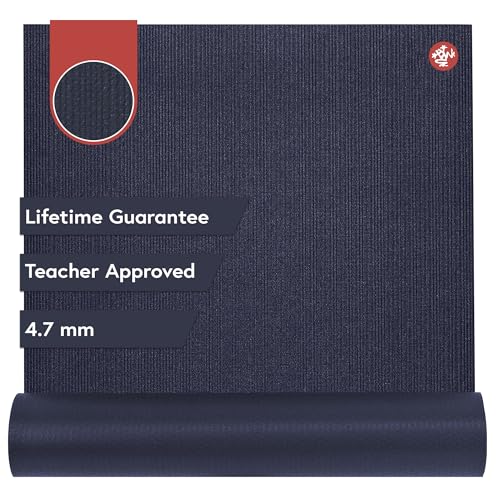Manduka PROlite Yoga Mat 4.7mm | Lifetime Durability | Hygienic Construction | Teacher Approved - color: Midnight, size: 68" x 24"
