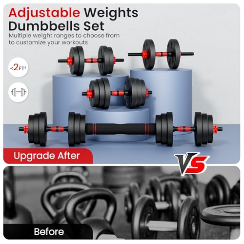 Adjustable Dumbbell Set, 20/33/45/70/90lbs Free Weight Set with Connector, 4 in1 Dumbbells Set Used as Barbell, Kettlebells, Push up Stand, Weight Set for Home Gym Suitable Men/Women - color: 45LB (22.5LB Pair)