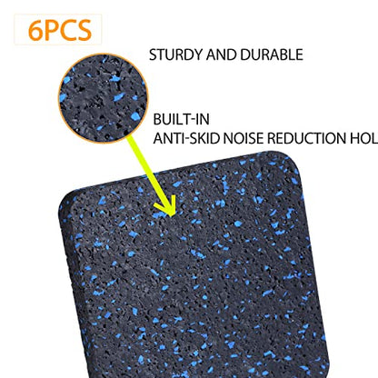 Treadmill Mat Pads - 6 PCS Shock Absorbing Rubber Pads for Treadmill and Fitness Equipment - Heavy Duty Floor Protector for Home Gym - Non-Slip Stability for Hardwood Floors - 3.94"x3.94"x0.5"